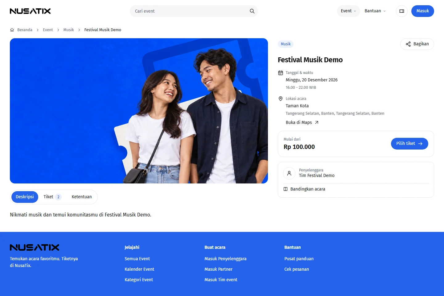 Halaman event yang dilihat peserta